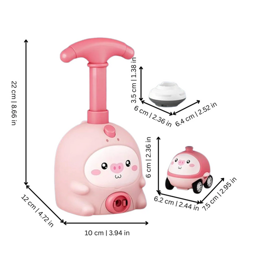 Aerodynamisches Ballon-Spielzeugauto-Set mit manueller Pumpstation