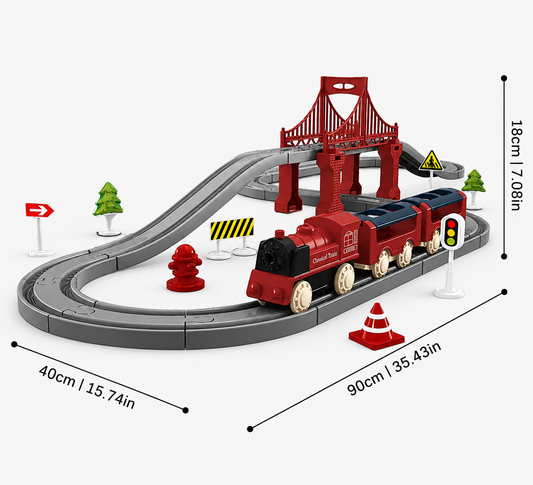 Elektrisches Eisenbahn-Spielset mit modularen Schienenelementen
