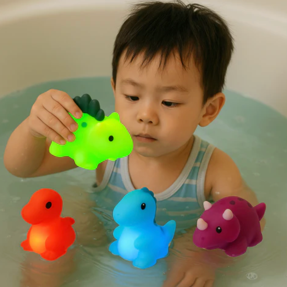 Wasseraktivierte leuchtende Badedinosaurier im 6er-Set