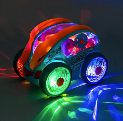 Batteriebetriebenes Stunt-Auto mit sichtbarem Zahnradantrieb und LED-Effekten