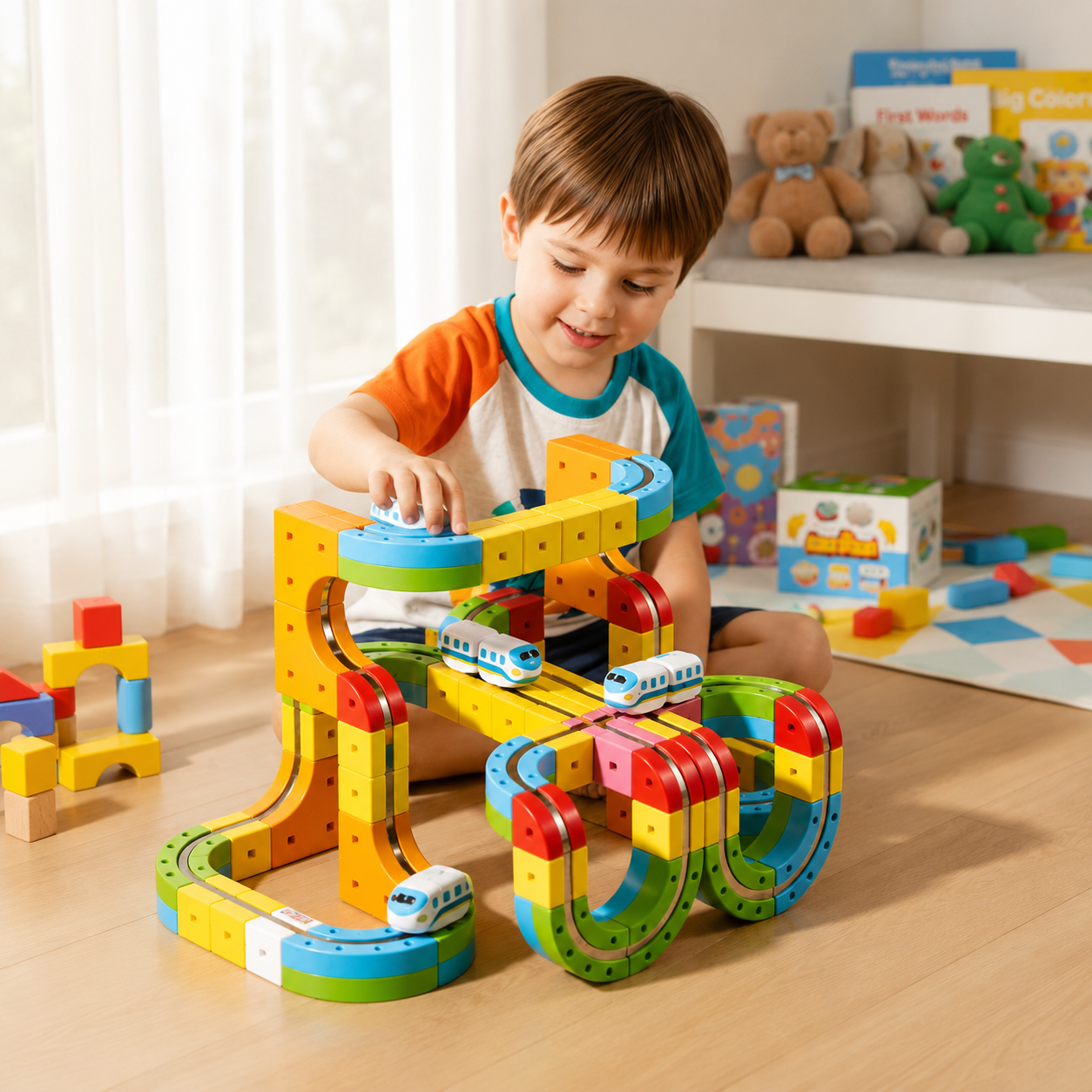 3D-Zugstrecke mit modularen MINT-Würfeln