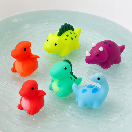 Wasseraktivierte leuchtende Badedinosaurier im 6er-Set