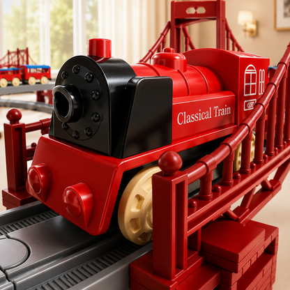 Elektrisches Eisenbahn-Spielset mit modularen Schienenelementen